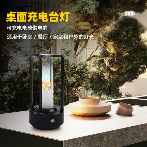 黑色樱桃手提台灯台灯餐美式工业风氛围感装饰充电感应小夜灯lamp