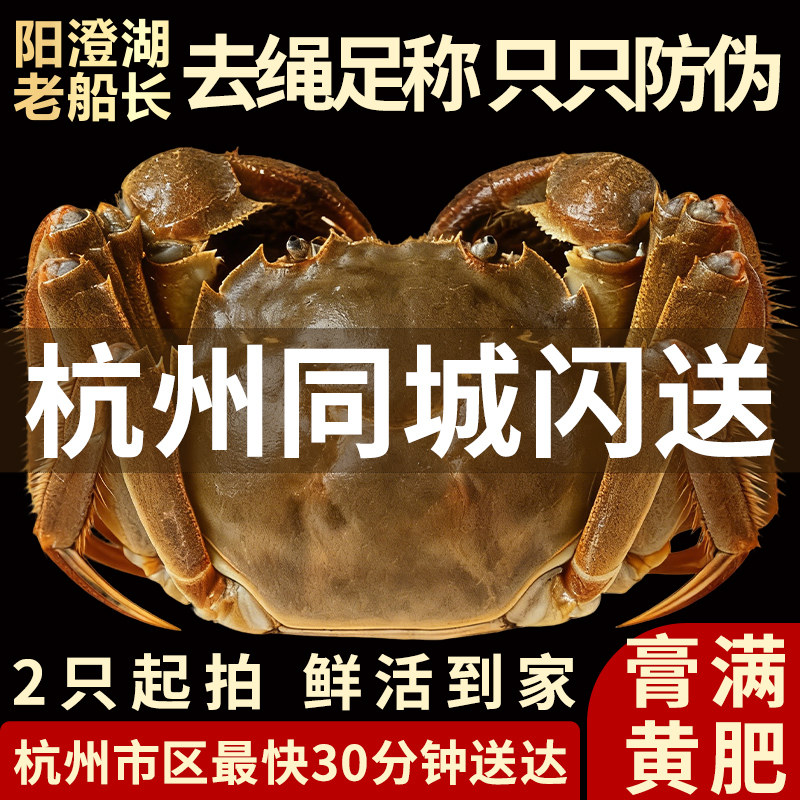 【淘宝闪购】阳澄湖老船长鲜活大闸蟹2只装起卖,水产肉类/新鲜蔬果/熟食,大闸蟹,淘宝优惠券,粉丝福利购,淘宝优惠卷