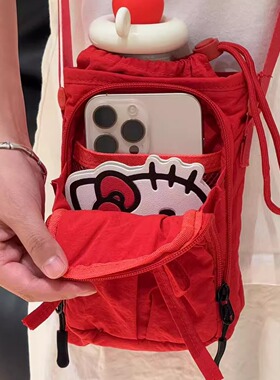 2025新款手机包女蝴蝶结户外运动轻便水壶包斜挎包水杯挎包小包包