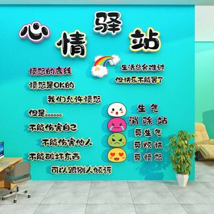 心理咨询室墙面装饰挂画心灵驿站健康辅导疗愈空间文化墙布置标语
