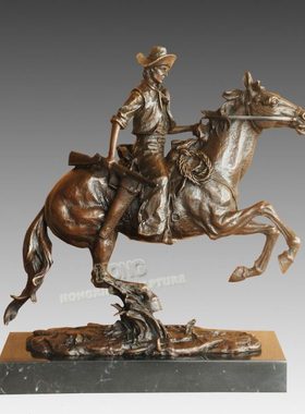 铜雕塑牛仔EPA206欧式人物工艺装饰品酒店办公室家居桌面摆件包邮