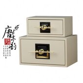 现代中式 饰品复古漆器玄关收纳盒木质首饰盒梳妆台摆件 样板房软装