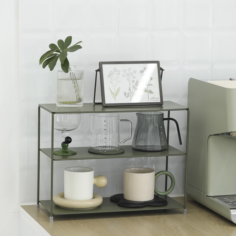 绿色中古收纳f架咖啡角杯子架咖啡杯展示架铁艺杯架复古风格置物