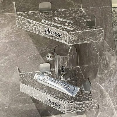 浴室置物架免打孔亚克力卫生间厕所洗手洗漱台墙上壁挂三角收纳架