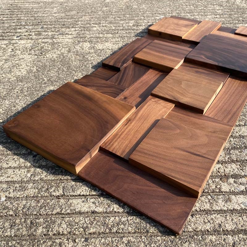 新中式实木马赛克背景墙客厅餐厅公司H形象墙黑胡桃木轻奢装饰硬