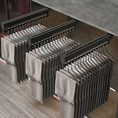 卡贝挂衣架衣柜内顶装 伸缩滑轨横杆衣通衣橱浅柜纵向挂衣器 抽拉式