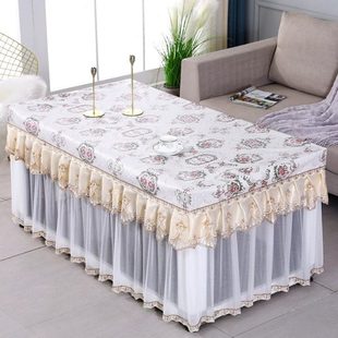 茶几防尘罩欧式刺绣分体垂纱罩防油防烫烤火桌布皮罩全包正长方形