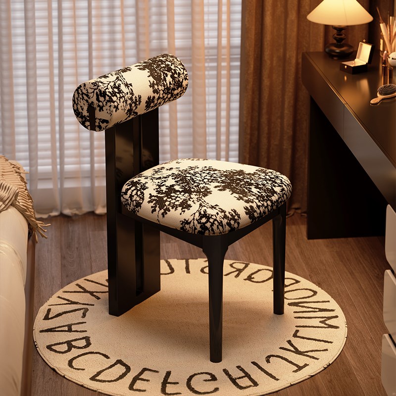 中古风餐椅c实木家用卧室化妆椅法式复古创意河马椅子靠背椅餐桌