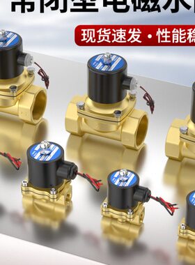 2W常闭24V电磁水阀220V铜开关阀2分4分6分1寸不锈钢放水阀12V气阀