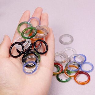 高冰玛瑙玉髓指环尾戒指戒圈扳指情侣对戒转运玉石精品饰品