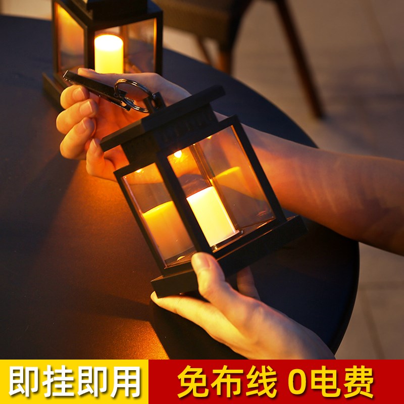 爆款太阳能户外庭院装饰灯智能光控防水免布T线花园蜡烛挂灯