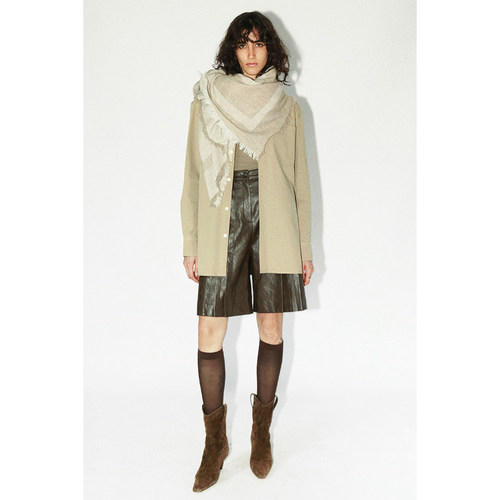 复古收褶设计感皮质中裤