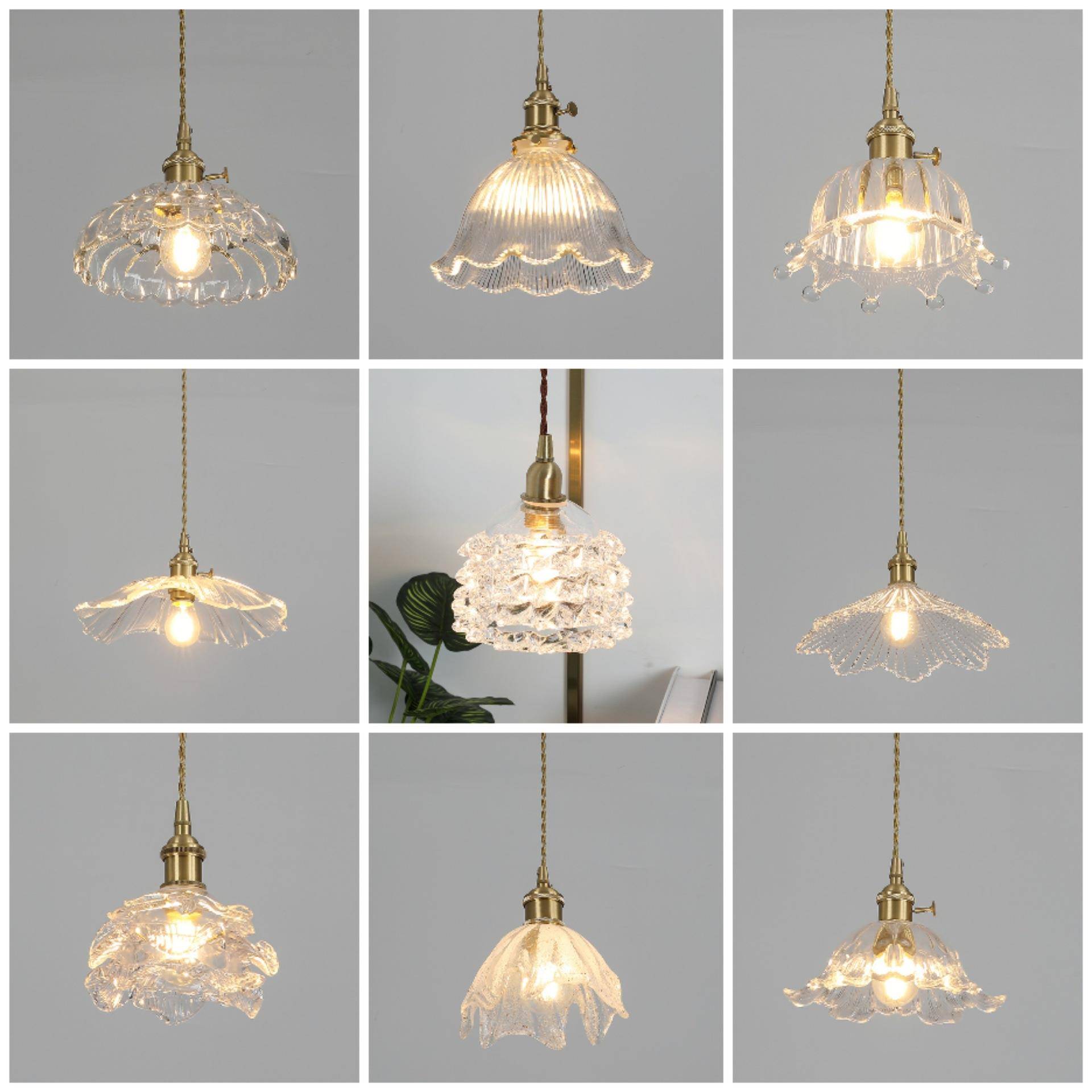 北欧全铜单头小吊灯现代简约卧室床头餐厅吧台灯日式复古玻璃灯具