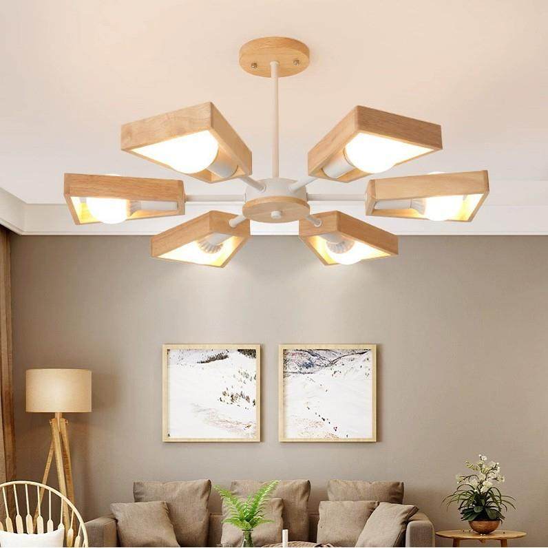 实木风车吊灯美式乡村客厅灯简约创意卧室书房餐厅原木艺