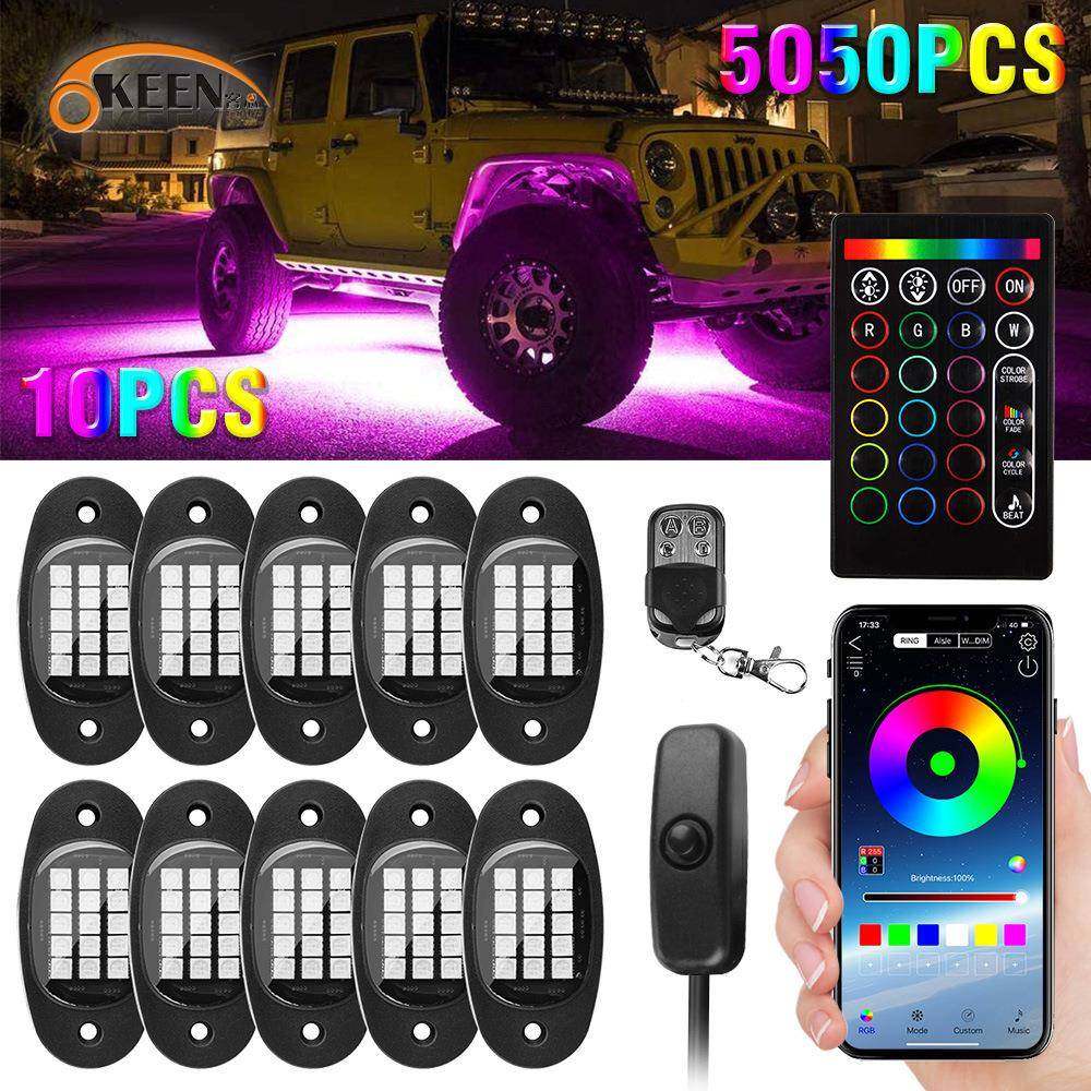 OKEEN新款APP一拖十音乐节奏灯车载声控底盘灯七彩LED汽车氛围灯