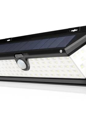 工厂现货新款90LED太阳能防水三面人体红外感应壁灯直销