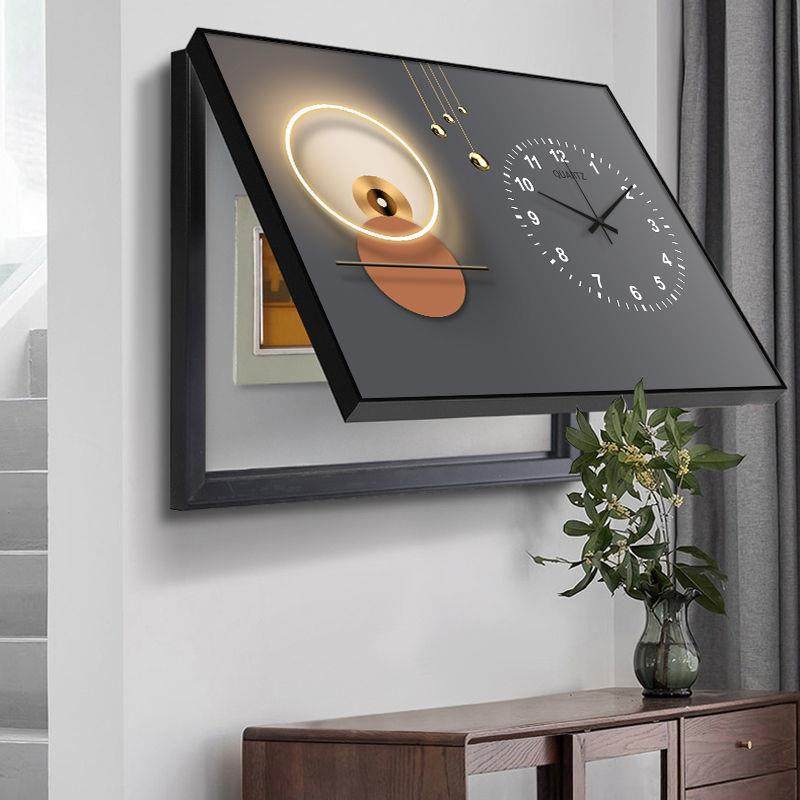 免打孔电表箱装饰画带钟表配电箱遮挡电闸液压翻盖挂画开关盒壁画