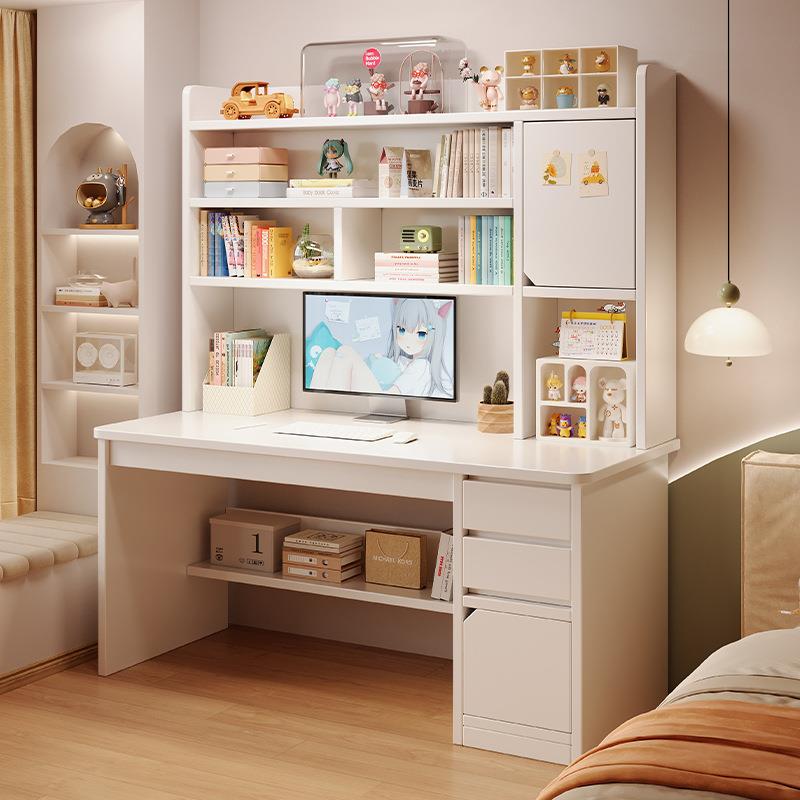 书桌书架一体桌带书柜组合卧室学生学习桌写字桌子家用台式电脑桌