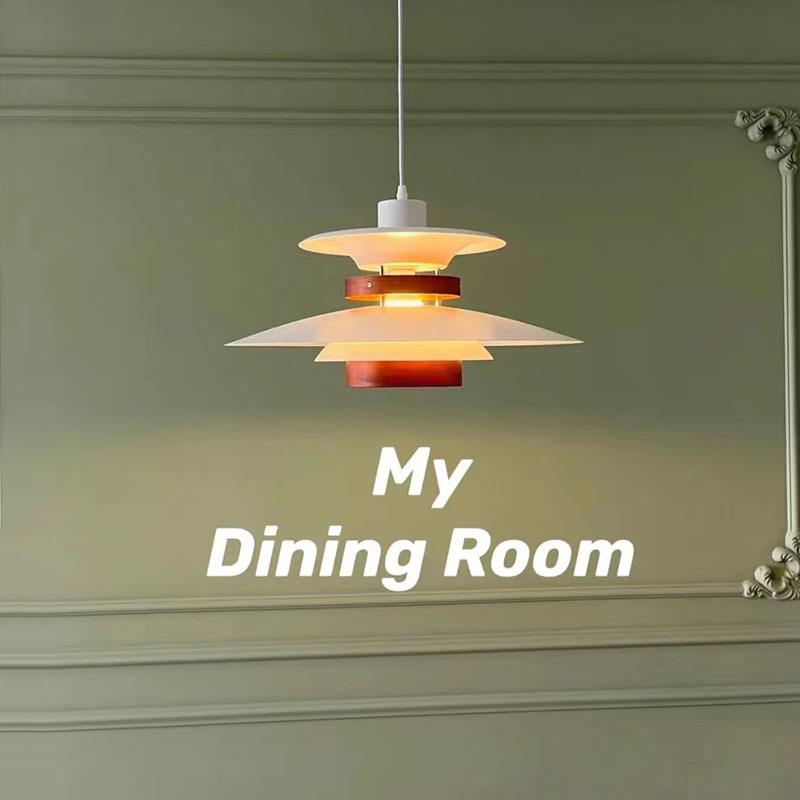 北欧极简日式白色PH5餐厅吊灯胡桃木色餐厅卧室书房吧台灯