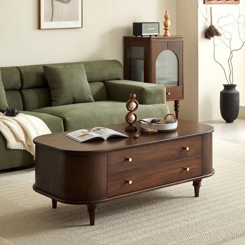 美式复古全实木茶几电视柜组合客厅家用小户型法式轻奢简约茶几桌