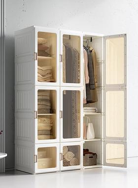 71TX现代简约家用白色衣柜卧室衣橱可视门板经济可折叠免