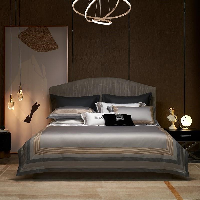 百搭高级灰全棉140支色织提花亲肤长绒棉四件套可多件套可做床笠