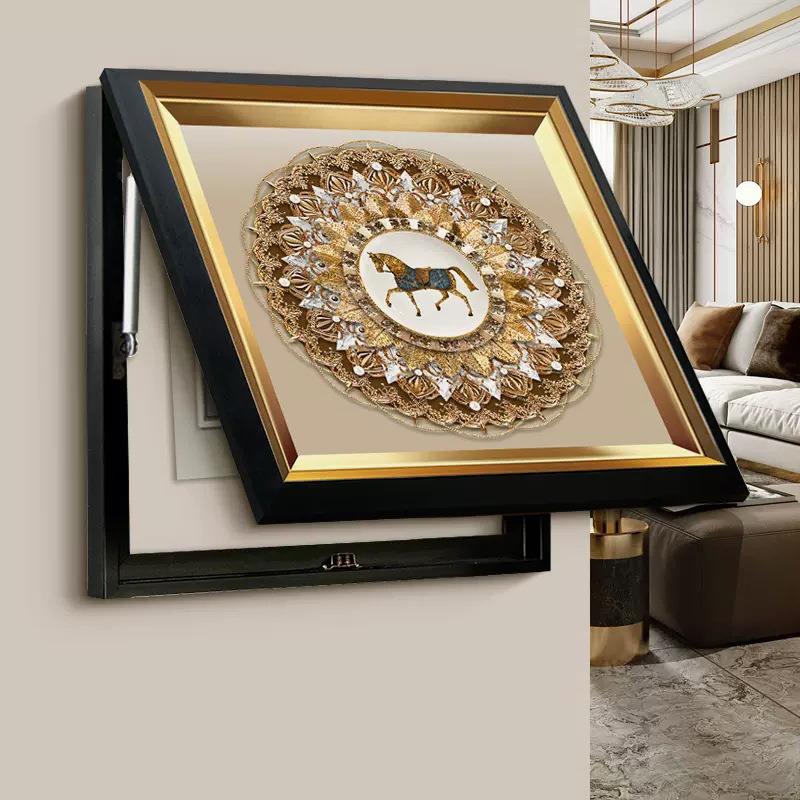 轻奢可推拉电表箱装饰画现代简约餐厅遮挡壁画客厅配电箱高档挂画