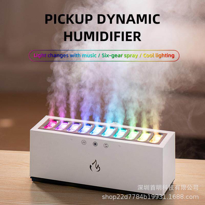 动感拾音加湿器家用多喷头大雾量RGB七彩灯光负离子静音补水