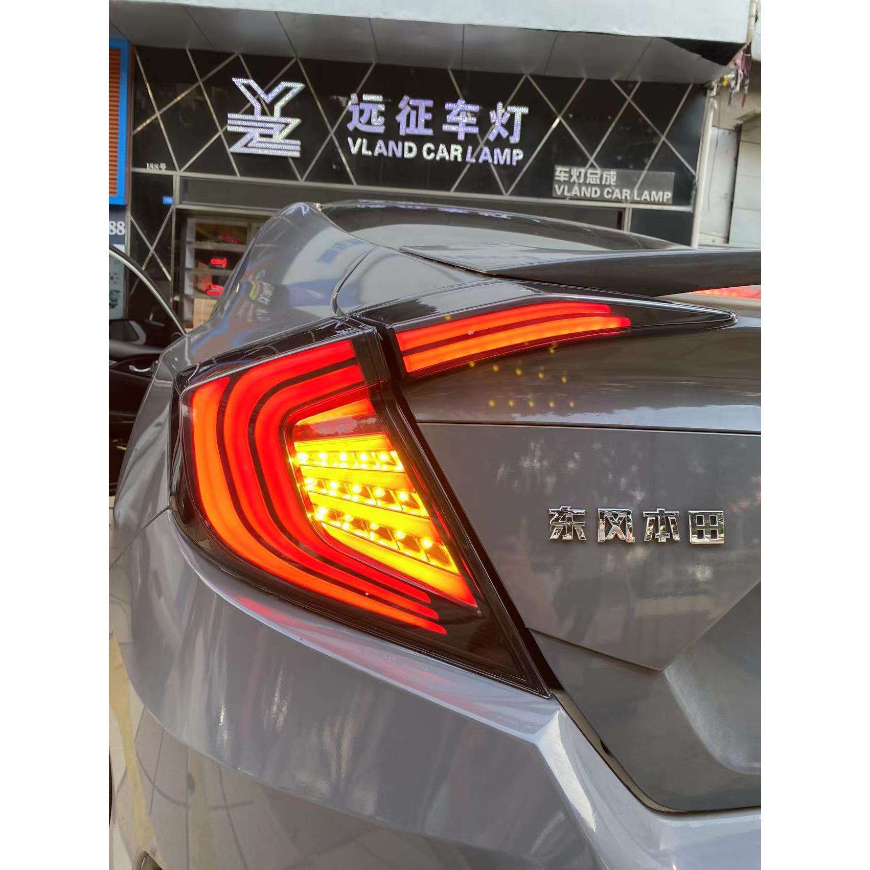 十代思域N1尾灯总成扫描流光LED刹车灯转向灯倒车灯后尾灯改装