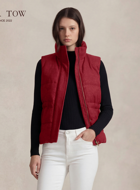 VER TOW【星辰骑士】暗红色收腰白鹅绒马甲 95%保暖修身羽绒马夹