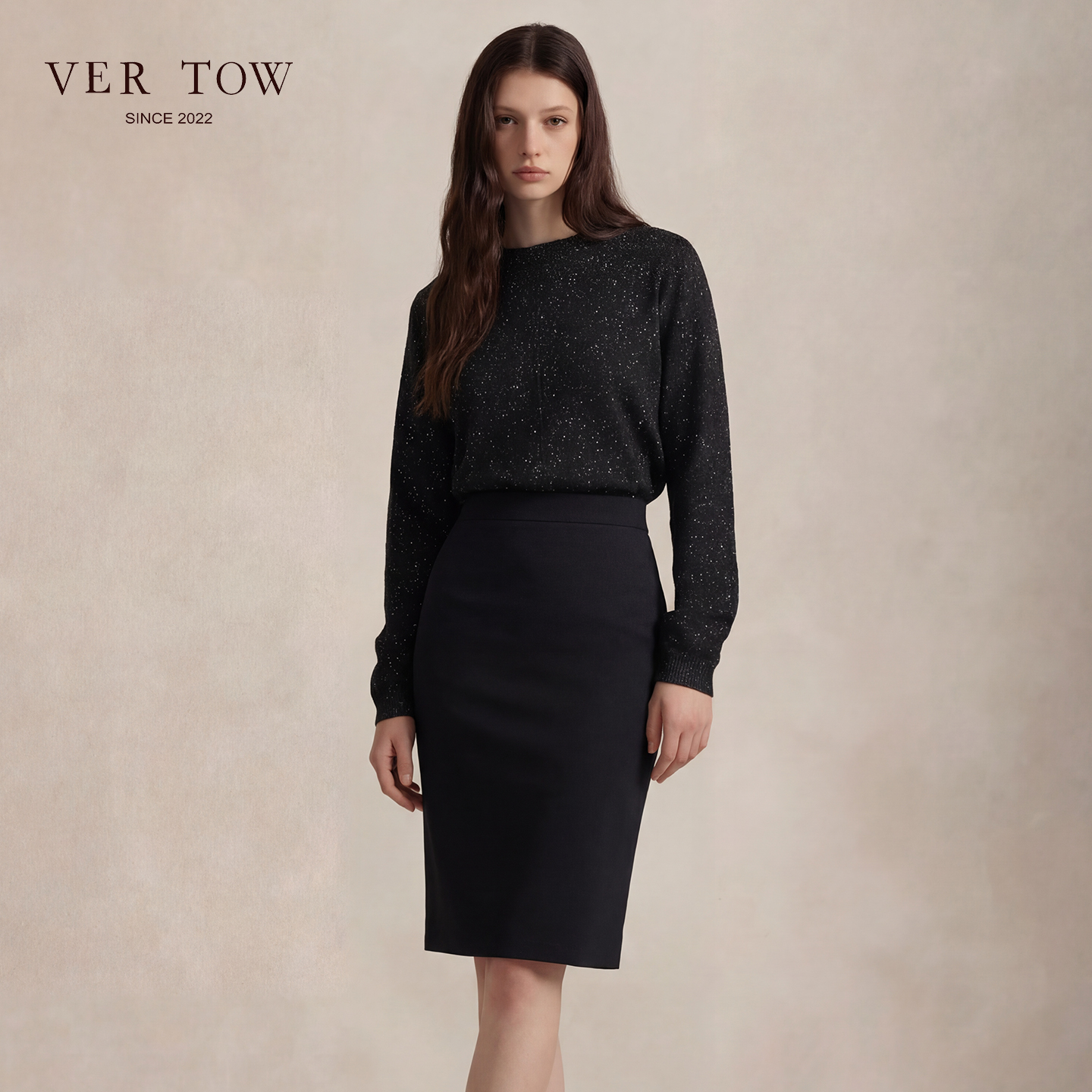 VERTOW黑色亮片羊绒针织衫