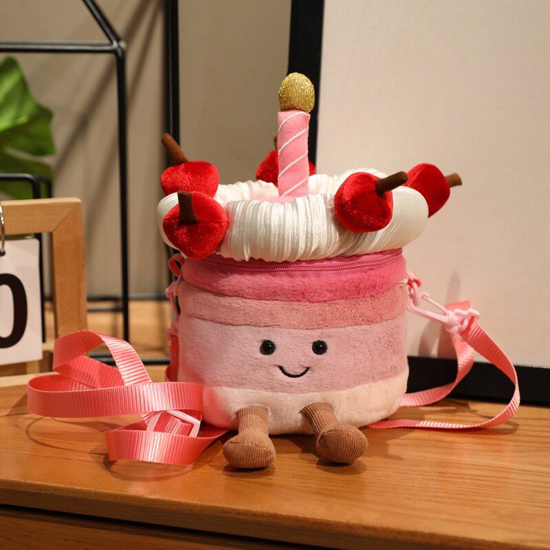 抖音小红书生日仪式感jc风格樱桃蛋糕红丝绒蛋糕公仔毛绒送闺蜜