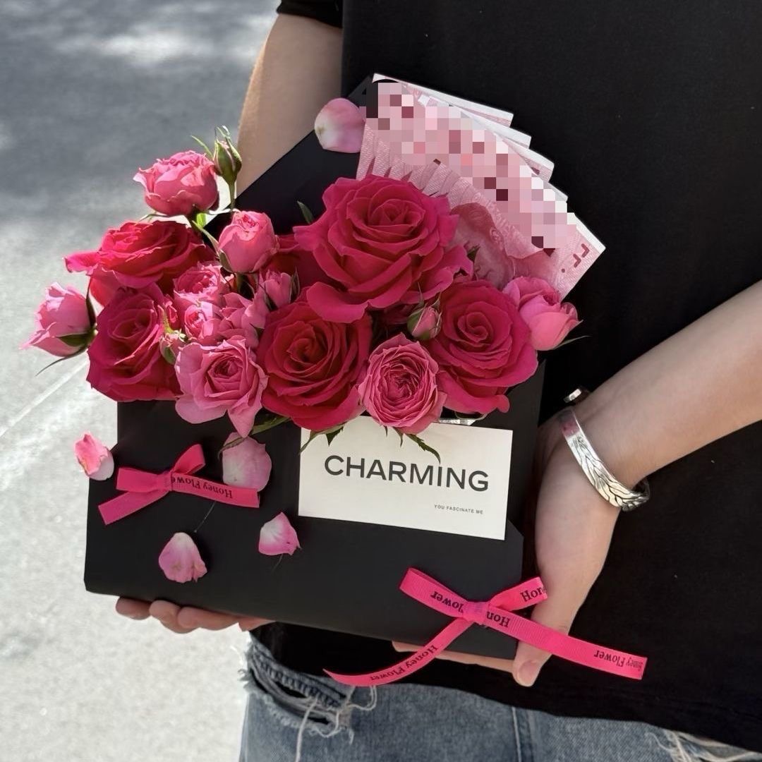 春日信封花盒diy鲜花ins风礼盒520情人节母亲节花艺方形牛皮纸盒