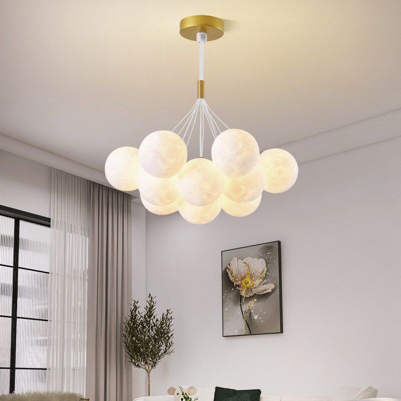 卧室吊灯月球灯北欧轻奢创意网红3D泡泡灯客厅饭厅儿童房星球灯具,家装灯饰光源,卧室/书房吊灯,淘宝优惠券,粉丝福利购,淘宝优惠卷