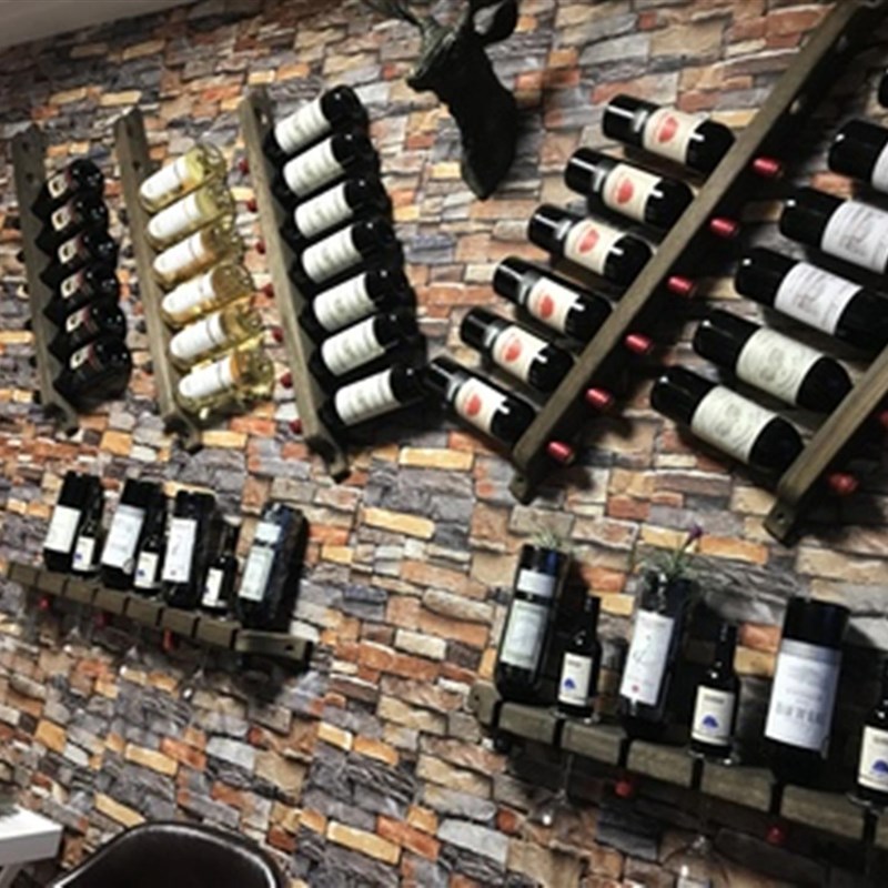 挂墙式酒柜壁挂酒架现代简约实z木家用酒吧原木墙上墙壁红酒高脚