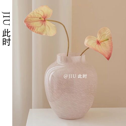 JIU此时  特别好看的花瓶轻奢琉璃高级感小众设计U感玻璃客厅装
