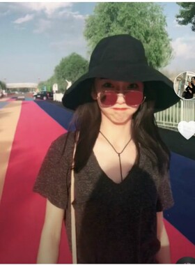 店主推荐韩国黑色渔夫帽子女夏天韩版百搭日系文艺防晒遮脸遮阳帽