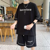 青少年短袖 运动一套装 t恤13男孩两件套12 15岁初中学生胖大童夏季