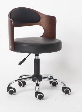 欧式实木升降吧台椅现代简约靠背家用美容美发圆凳前台高脚凳转椅