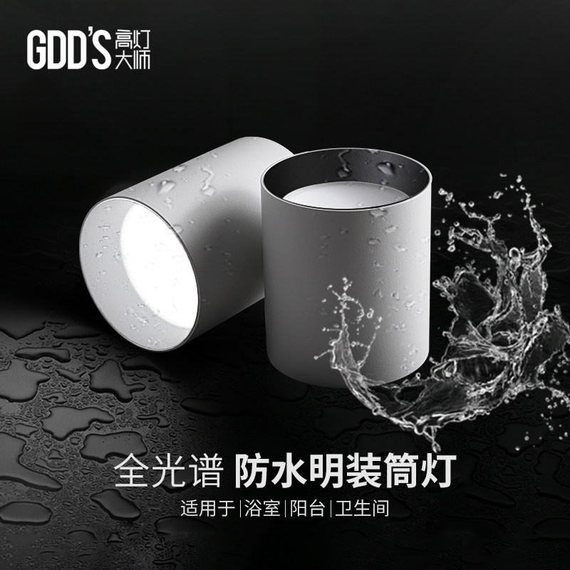 全光谱防水防雾极简明装LsED筒灯吸顶防眩阳台客厅厨卫生间无主灯