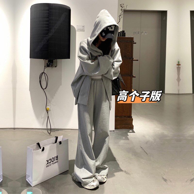高个子女生大骨架御姐风加长版卫衣裤子两件套休闲运动时尚套装春图片