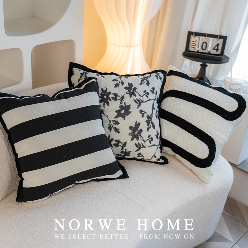 客厅沙发抱枕现代简约提花枕套酒店样板间靠枕靠背靠垫可拆洗北欧