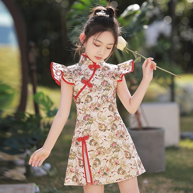 女童旗袍中国风礼服儿童高端公主裙走秀女宝宝连衣裙夏季2024新款图片