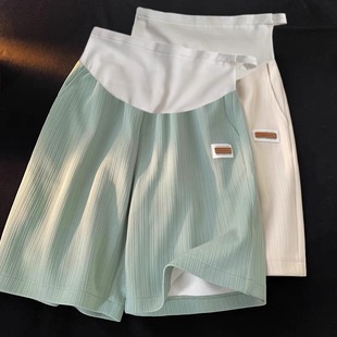 夏季 冰丝孕妇托腹裤 薄款 外出休闲宽松显瘦阔五分裤 时尚 孕妇睡裤