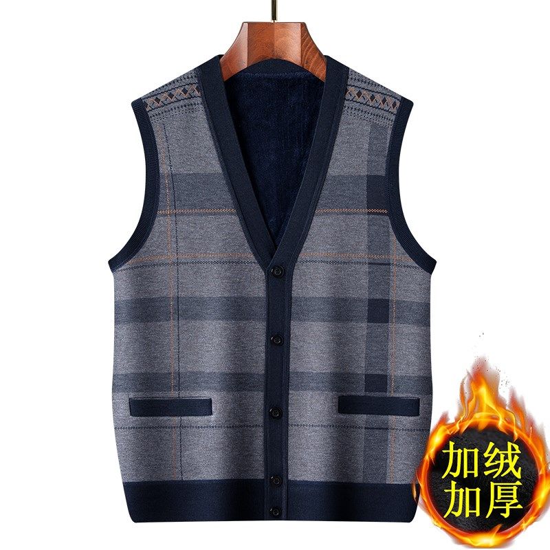 中老年人男士加绒加厚针织马甲冬装爸爸V领毛衣开衫爷爷保暖背心,男装,常规马甲,淘宝优惠券,粉丝福利购,淘宝优惠卷