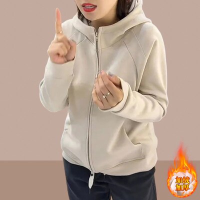 2024秋冬季新款加绒加厚爆款女士卫衣开衫拉链外套短款小个子女装