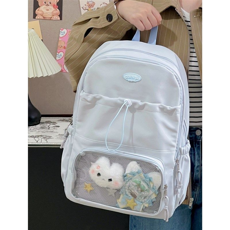 透明吧唧痛包双肩高中上学大容量二次元风旅行背包谷子休闲书包女图片