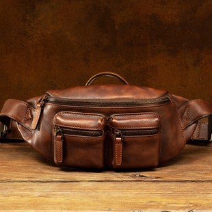 2024新款复古包包男手工皮包男头层牛皮斜挎包男胸包男真皮腰包男