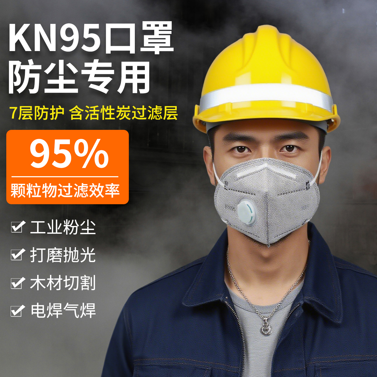 KN95工业防尘口罩专业用防粉尘肺带呼吸阀正品甲醛活性炭防护KN95