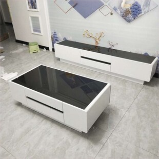 茶几电视柜组合小户型钢琴烤漆钢化玻璃简约现T代茶几桌客厅家用
